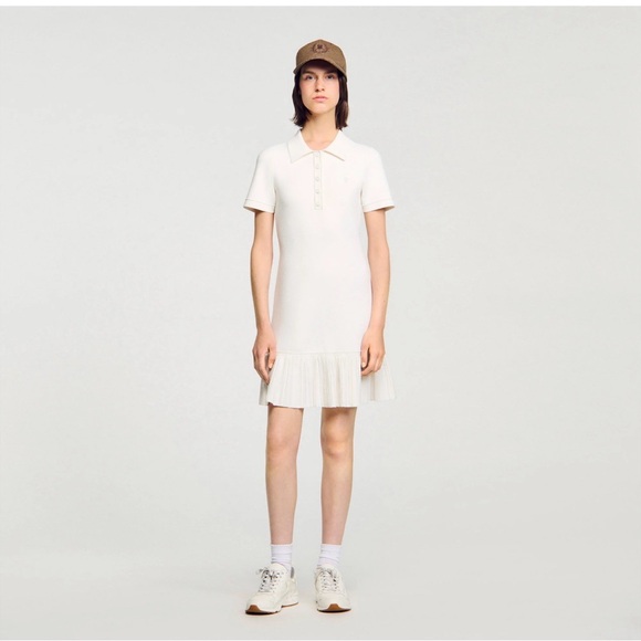 Sandro Cream Short-Sleeve Polo Dress - Picture 4 of 5